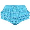 Satini Slip Sissy Raso Gonnellino a Tre Balze, Blu Acqua, M