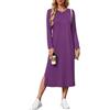AUSELILY Abito Donna Invernale - Vestito Donna Inverno Lungo con Spacco Laterale Manica Lunga Morbido e Comodo Casual Viola 2XL
