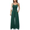 Xiaoliny Tuta Intera Donna Elegante Senza Maniche a Spalline Sottili Jumpsuit Scollo a U Estiva Casual Schiena Scoperta Vita Alta Tuta Pantaloni a Gamba Larga con Tasche Basic Monopezzi e Tutine Lungo