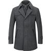 YOUTHUP Cappotto da Uomo in Lana Invernale Calda Lungo Giacca Spessa Parka Trench Coat, Grigio, XS