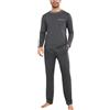 Litherday Pigiama Uomo Invernale Cotone Lungo Pigiami Due Pezzi da Uomo Manica Lunghe e Pantaloni con Tasche Morbido Loungewear