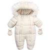 YCBMINGCAN Piumino invernale per neonati con doppio zip, tuta da neve con guanti e piedini rimovibili, tutina unisex per ragazzi e ragazze, #3-beige, 6-12 Monate