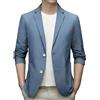 Generic Giacche da abito estivo leggero da uomo, cappotto sportivo leggero non foderato primavera estate, casual, elasticizzato, vestibilità slim fit, Blu, XL