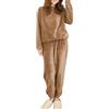 Hveuluop Gieen Pigiama da Donna in Pile Corallo - Maglia a Maniche Lunghe con Scollo Rotondo e Pantaloni, Completo da Casa in Velluto Corallo Elastico, Taglia Unica per Autunno e Inverno