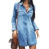Yesgirl Jeans Abito Donna Vestito in Denim Estivo Casual Abito Jeans Boho Jeans Abiti A-Line al Ginocchio Abito Scollo A V Camicetta Abito Tunica Vestiti Loose Denim Abito da Spiaggia