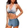 Yuson Girl Costumi da Bagno Donna Bikini Due Pezzi Costume Mare Push up Costume Halter Bikini Set Regolabile Sexy Brasiliana Beachwear Donna con Bikini Imbottito(Blu Smog-2, S)