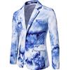 DUHGBNE Giacca da uomo Vintage Blazer Fiorito Abito Regular Manica Lunga Paillettes Moda Smoking Floreale Vestibilità Giornaliera Giacca Uomo Preferito, Blu, XL