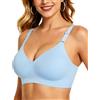 HORISUN Reggiseno Senza Ferretto Donna Reggiseni Senza Cuciture Scollo a V Copertura Completa Push Up Reggiseno Comodo (Blu M)