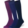 Mysocks 3 paia calze al ginocchio unisex multi Color tinta unita in cotone extra fine pettinato | Punta senza cuciture | Cinturino in morbido lattice