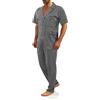 sesto senso Elegante Pigiama Uomo Bottoni 100% Cotone Set Manica Corta Pantalone Lungo M2 M Grigio Scuro