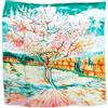 Prettystern Donna Pura Foulard Colorata di Raso Seta Scialli Sciarpa Arte 90x90 cm Quadrato Regalo Idea P586 Peach in fiore Aqua