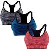 Libella Set a 3 Pezzi Donne Reggisegno Push Up Bustier Sostegno Forte Imbottito Senza Cinturino Fitness Top di Sport 3714 Nero Blu marien Arancia L/XL