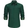 HISDERN Camicia Maniche Lunghe Uomo Slim Fit Casual Camicie Regolare Shirt Formale Camicia Verde S