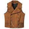 AeoTeokey Gilet da uomo in pelle scamosciata a doppio petto classico stile cowboy in ecopelle con grande risvolto, marrone, L