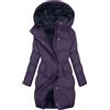 Generico Lungo con Cappuccio Ripiegabile Giubbotto Donna Invernale Piumino Cappotto Trapuntato Imbottita in Caldo Parka Casual Outdoor Cappotti Moda Cerniera Unico Giacche Classico Piumini