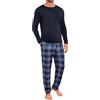 Marvmys Pigiama Uomo Invernale Cotone Lungo Due Pezzi con Maniche Lunghe con Scollo Rotondo e Lunghi Pantaloni a Quadri con Tasche