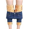 Dinnesis Jeans termici da donna a vita alta, pantaloni in pile, imbottiti, in denim, elasticizzati, a matita, dritti, pantaloni da jogging lunghi, tasche per il tempo libero, pantaloni sportivi ispessiti