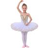 IMEKIS Vestito da Balletto per Ragazze di Fiori Body da Danza Ginnastica Ricamato Senza Maniche con Gonna Tutu Costume da Ballo Principessa da Fata Ballerina Bianco 4-5 Anni