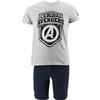 Marvel Avengers Uomo Pigiama Corto (Grigio Chiaro,XL)