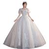 GUOCU Abito da Sposa in Tulle Lungo, Linea A, da Principessa, in Pizzo, Abito Elegante Abito da Sposa per La Festa Nuziale,Bianco2,5XL