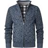 Beryielite Uomo Stand Up Collar Cardigan Lavorato a Maglia Full Zip Maglione Manica Lunga Casual Felpa, Blu e grigio., M