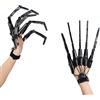 LONGLU Extension per dita di Halloween, indossabili e articulate, con teschio e dita, un paio di guanti per cosplay, adatti per tutte le dita, flessibili per le mani (nero)