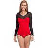 Merry Style Body Donna a Manica Lunga VBD15 (Rosso/Nero, S)