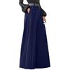 Generisch Pantaloni a zampa da donna Culotte Pantaloni Palazzo, lunghi, a gamba larga, alla moda, a vita alta, per il tempo libero, con tasche, elegante, alla moda, casual, da donna, O blu navy, 5X-Large