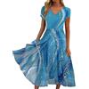 NaLatia Donna Vestito Elegante Lungo Abito da Sera Scollo a v Manica Corta Stampa Chiffon Vestiti Curvy Aderente Estivo Taglie Forti Abito Maxi Abiti da Cerimonia Cocktail