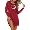 Demegimi Camicia da Notte Donna con Stampa a Cuore Camicia da Notte Cotone e Scollo Rotondo Manica Lunga Stile Romantico e Femminile
