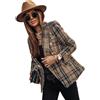 Generisch Blazer, cardigan da donna, per il tempo libero, per il lavoro, elegante, lungo, casual, basic, da lavoro, da donna, E marrone., M