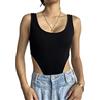 Ausla Body da Donna con Scollo a U e Taglio Alto a Costine, Aderente, Senza Maniche, Perizoma (M)