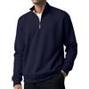 Generic Felpe da uomo Foderate in pile Zip Up Polo da uomo Felpa con cerniera Stand Up Collar Top Addensato Maglione a maniche lunghe Pullover Inverno Autunno Maglioni, Marina Militare, 4XL