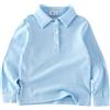 BINIDUCKLING Polo da Scuola a Maniche Lunghe per Ragazzi e Ragazze, Uniforme Scolastica dai 2 agli 8 Anni, Azzurro, 6 Anni