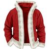 Generico Natalizia Felpa con Cappuccio Uomo in Vello Foderato Manica Lunga Renna Giacca Pesante Pelliccia Bordi Hoodies Casual Strada Felpe Cardigan Invernale Caldo Divertente Giubbotto in Pile