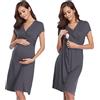 Irdcomps Camicia da Notte Donna Premaman Cotone Camicia Notte Allattamento Estiva Manica Corta Parto Ospedale Pigiama Vestito Gravidanza con Funzione di Allattamento al Seno Grigio Scuro XL