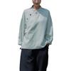 Kkaebi Blusa Cinese in Ramie per Donne - Camicia Hanfu Estiva in Cotone E Lino Abbigliamento Tradizionale Tuta da Meditazione con Maniche Lunghe Top Tunica retrò (M,Verde Chiaro)