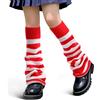 Geyoga Scaldamuscoli da Donna Kawaii Scalda Gambe in Maglia Gotico Lolita per Festa Halloween(A Righe Bianco e Rosso)