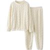 Generisch Pigiama da donna invernale da donna, set lungo, tuta da casa, in pile caldo, biancheria da notte, in due pezzi, larga, comodi, per l'inverno, casual, tinta unita, bianco, Taglia unica