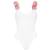 Qiribati Donne Applicazioni di Fiori Costume Intero Scollato sulla Schiena Beachwear Dimagrante Pancia