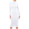 MAOAEAD Abiti lunghi a collo alto sottili da donna sexy caldo a maniche lunghe abito da festa invernale autunno elastico Pack accappatoio (bianco, M)