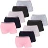 LOREZA ® 10 Mutandine da Bambina in Cotone - Modello Boxer - Stile Hipster - (164-170, Modello 7