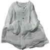 NFYM Camicia da donna in lino ramiè con bottoni, casual, a maniche lunghe, vestibilità larga, stile retrò, bianco, taglia unica