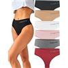 FINETOO 6-Pack Donne G-String Pancia Piatta Senza Cuciture G-String Traspirante Donne a Vita Alta Mutandine morbide,B-6,XL