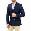 Hinewsa Navy Blu Wedding Blazer Uomo Gentleman Giacca Bottoni Oro Casual Slim Fit Doppio Petto Affari Cappotto