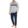 Marvmys Pigiama da Uomo Invernale Cotone Maniche Lunghe Girocollo Pigiamas Colori Contrastanti Casual Leggero Morbido Due Pezzi