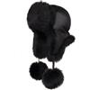 Futrzane Cappello Aviatore - Colbacco in Pelle con Pelliccia Sintetica da Donna (L, Nero - Nero Siberian)