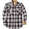 Dubinik® 6 oz Camicia Uomo Flanella Camicia Pile Cotone Western Cowboy Bottone di Perla Manica Lunga Pesante Quadri Vintage Bianco E Grigio 2XL