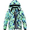 MoFiz Giacca da Sci Bambini Invernale Cappotto in Pile Caldo da Neve Impermeabile Antivento Giacche Ragazzi con Cappuccio Rimovibile Mimetico Verde L(13-16 anni)