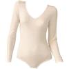 Clessidra Body Donna Manica Lunga Scollo a V in Lana Merino Seta E-8711 (2, Avorio)